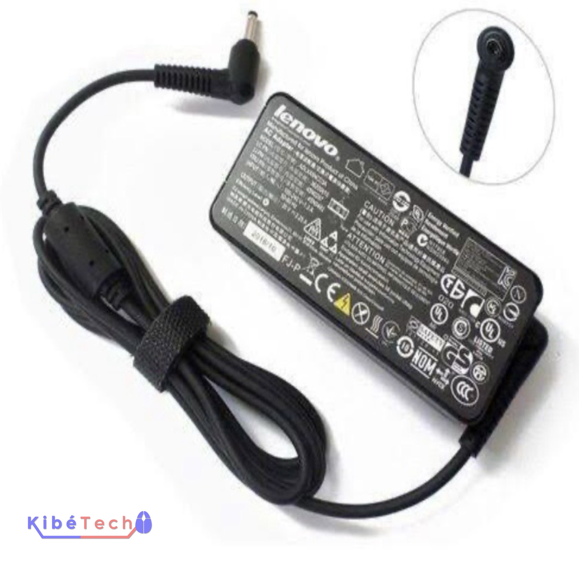 Chargeur Lenovo 65W Small Pin original disponible chez KibeTech RDC.