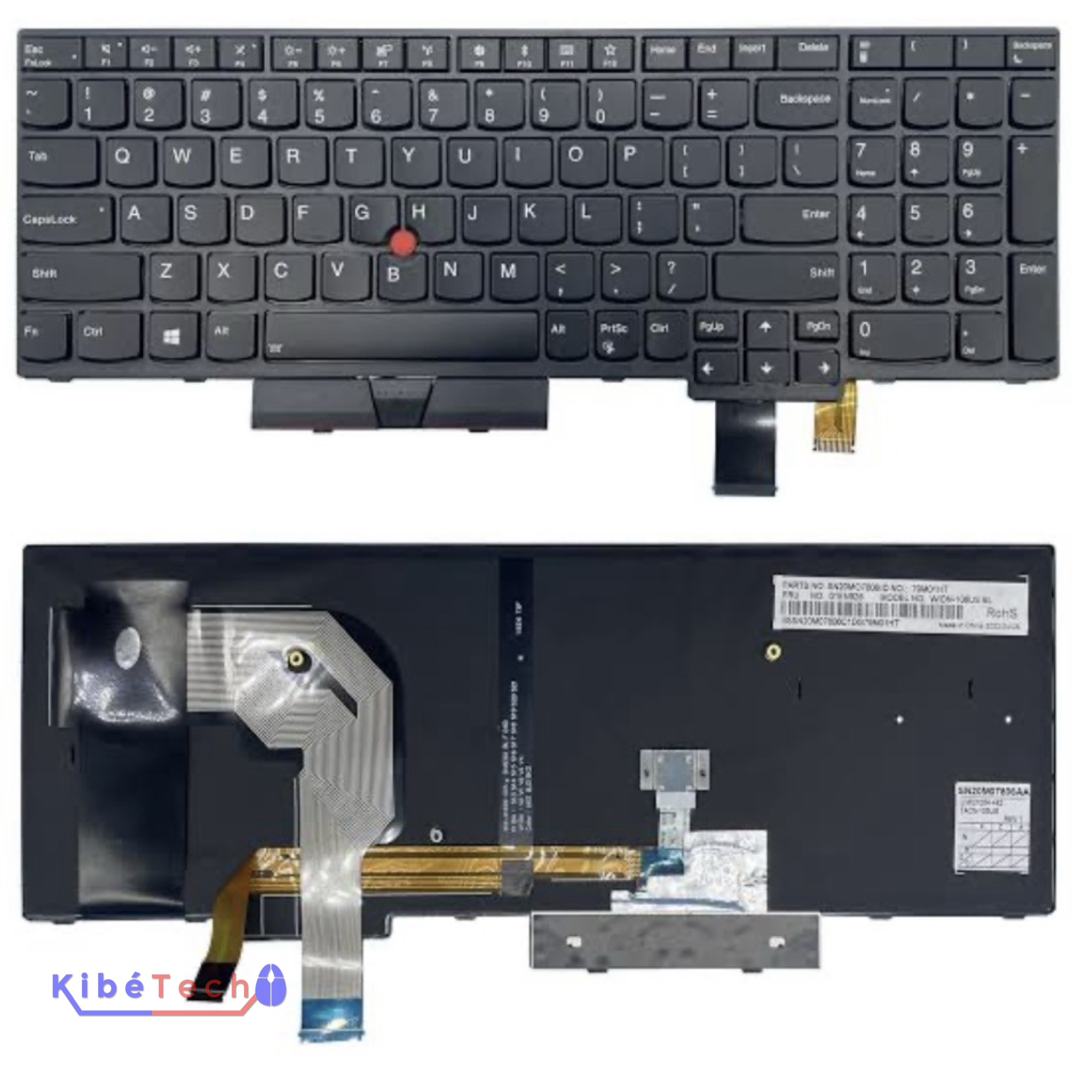 Clavier de remplacement professionnel pour Lenovo ThinkPad T570, T580 et P52s - Stock RDC.