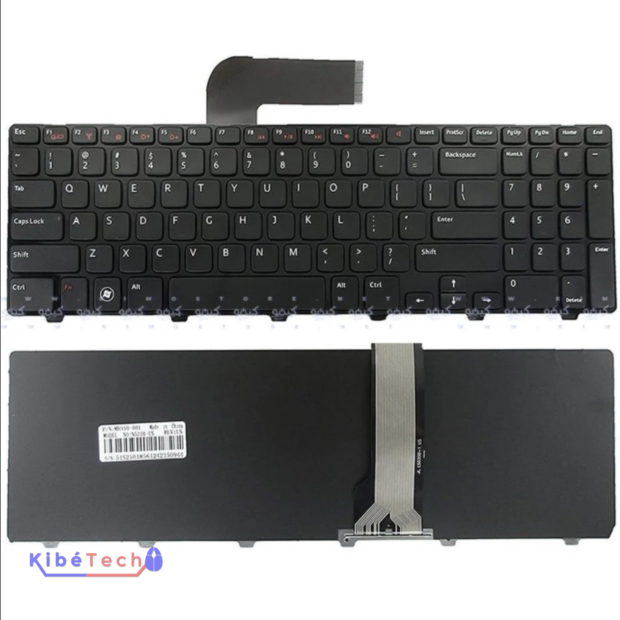 Clavier Dell Inspiron N5110 compatible M5110 et M511R pour réparation ordinateur portable KibeTech RDC.