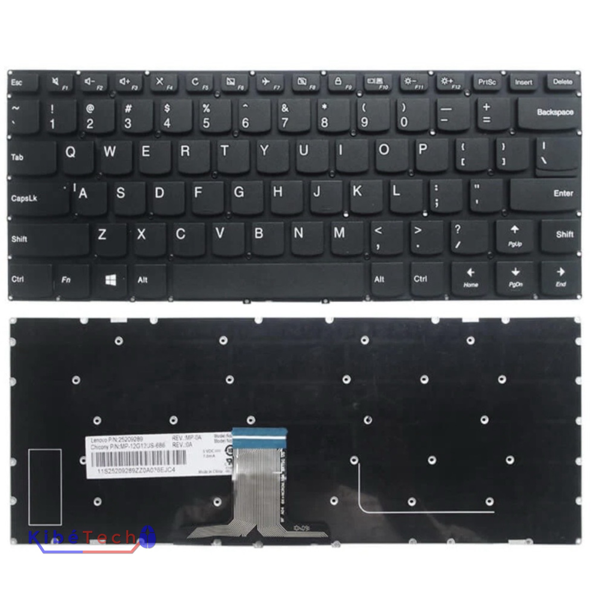 Clavier Lenovo IdeaPad 310S-14ISK compatible 310S-14IKB 510S-14ISK et 510S-14IKB pour réparation ordinateur portable KibeTech RDC