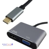 Adaptateur USB-C vers HDMI 4K + VGA 2 en 1 pour PC et Smartphone