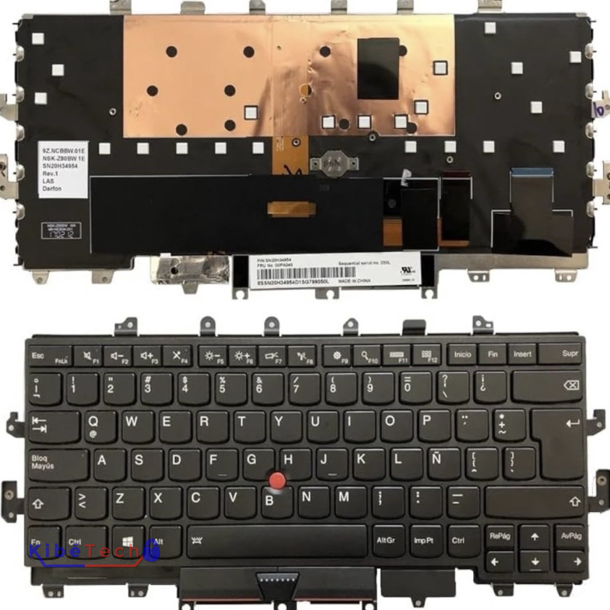 Clavier Lenovo ThinkPad X1 Yoga Gen 1 AZERTY ou QWERTY avec rétroéclairage pour réparation et maintenance informatique KibeTech RDC.