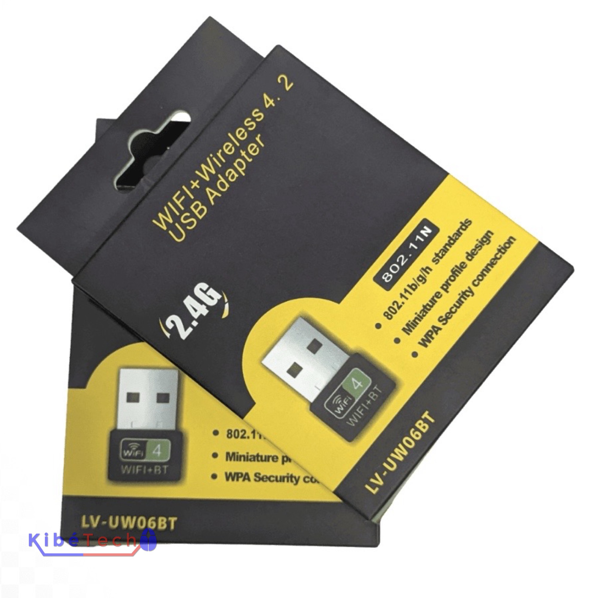 Adaptateur USB LV-UW06BT WiFi 150 Mbps et Bluetooth 4.2 pour ordinateur de bureau et ordinateur portable disponible chez KibeTech RDC.