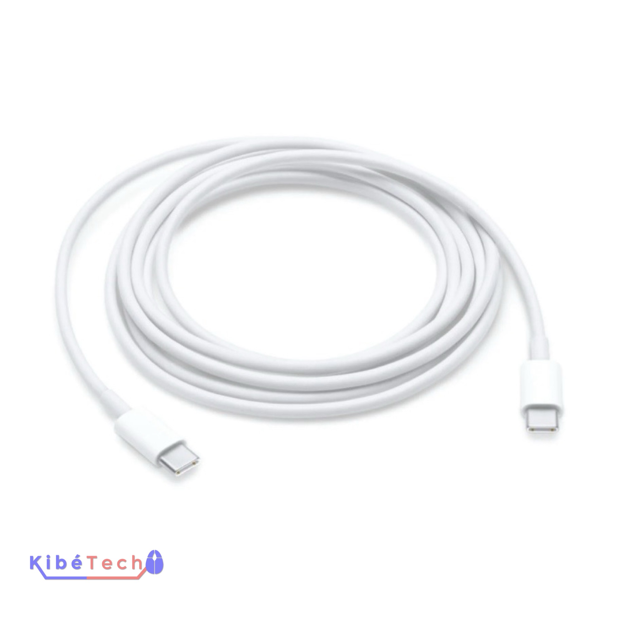 Câble Apple USB-C vers USB-C pour charge rapide et synchronisation de données compatible MacBook, iPad et iPhone disponible chez KibeTech RDC.