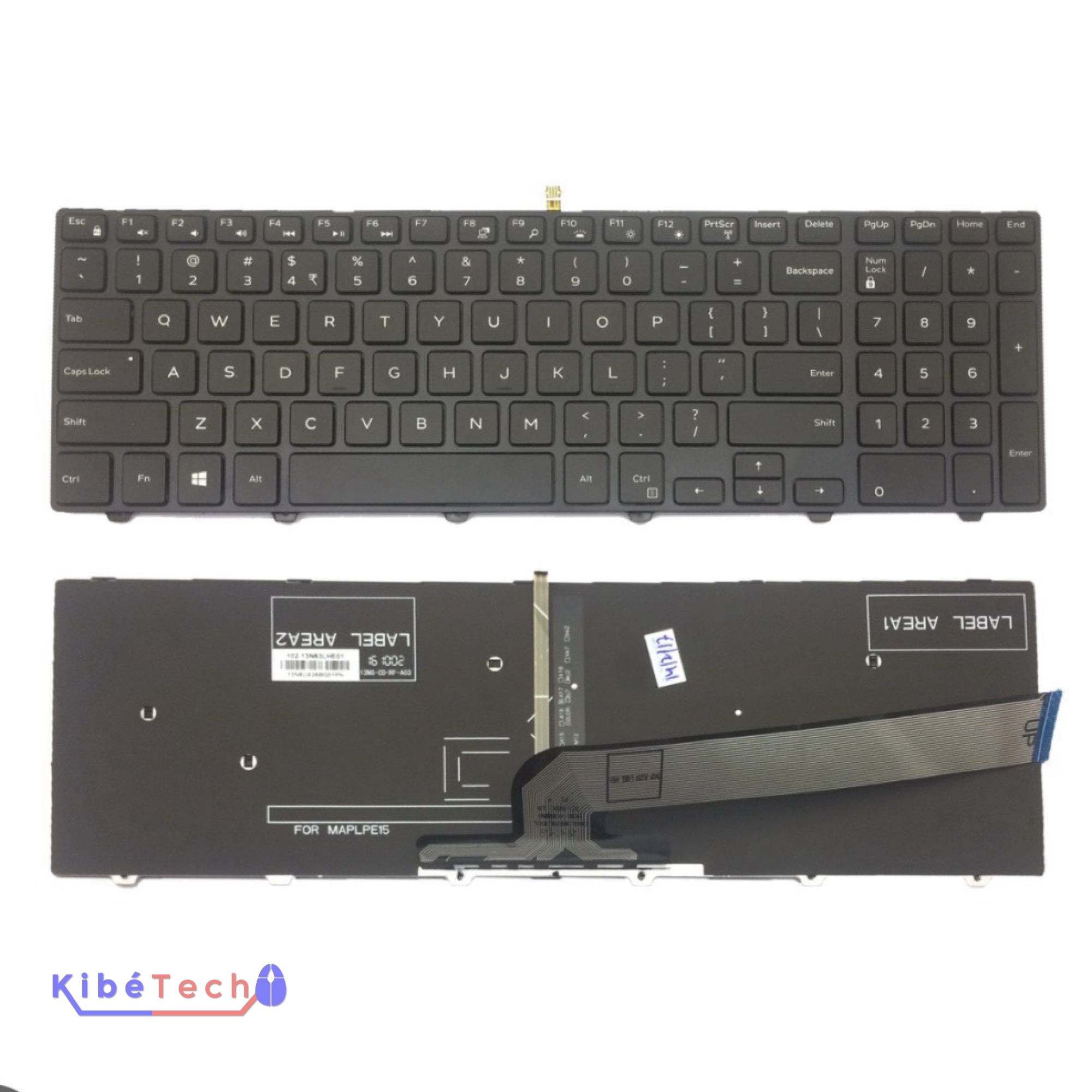 Clavier de remplacement Dell Inspiron 15 3000, 3551 et 3541 disponible en AZERTY ou QWERTY pour ordinateur portable, disponible chez KibeTech RDC.