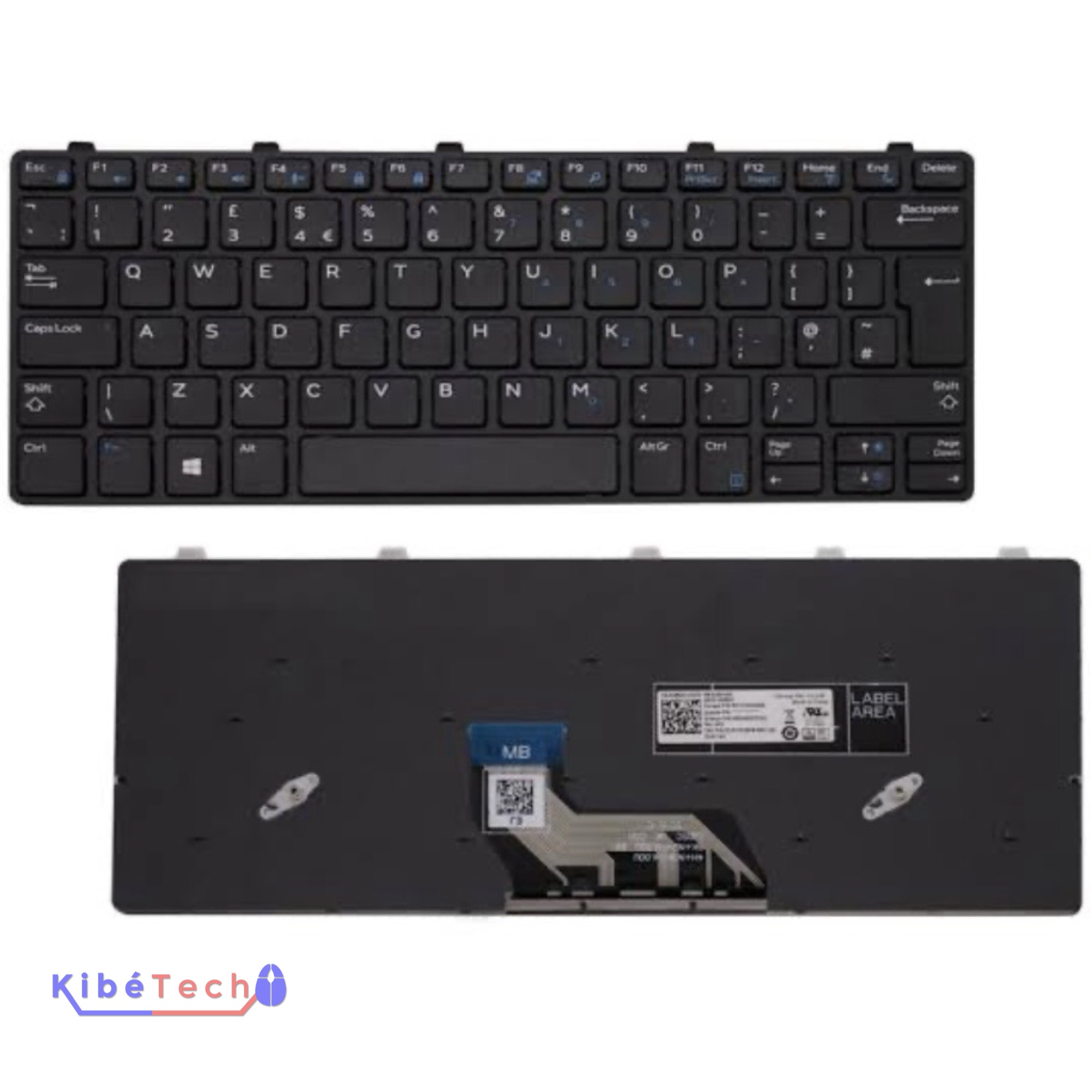Clavier de remplacement Dell Latitude 3180 compatible avec Dell Latitude 3190, Chromebook 3180, Chromebook 3189 et Chromebook 3190, disponible en AZERTY ou QWERTY chez KibeTech RDC.