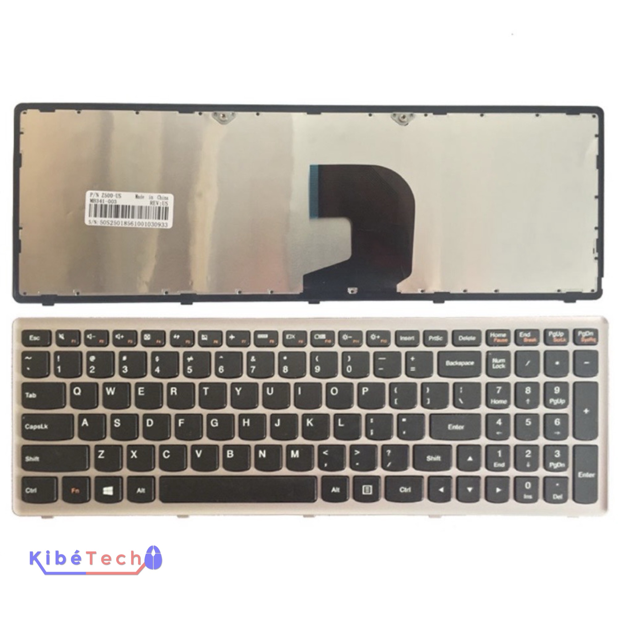 Clavier de remplacement Lenovo IdeaPad Z500A compatible avec Lenovo IdeaPad Z500, Z500 Touch, P500 et P500 Touch, disponible en AZERTY ou QWERTY chez KibeTech RDC.