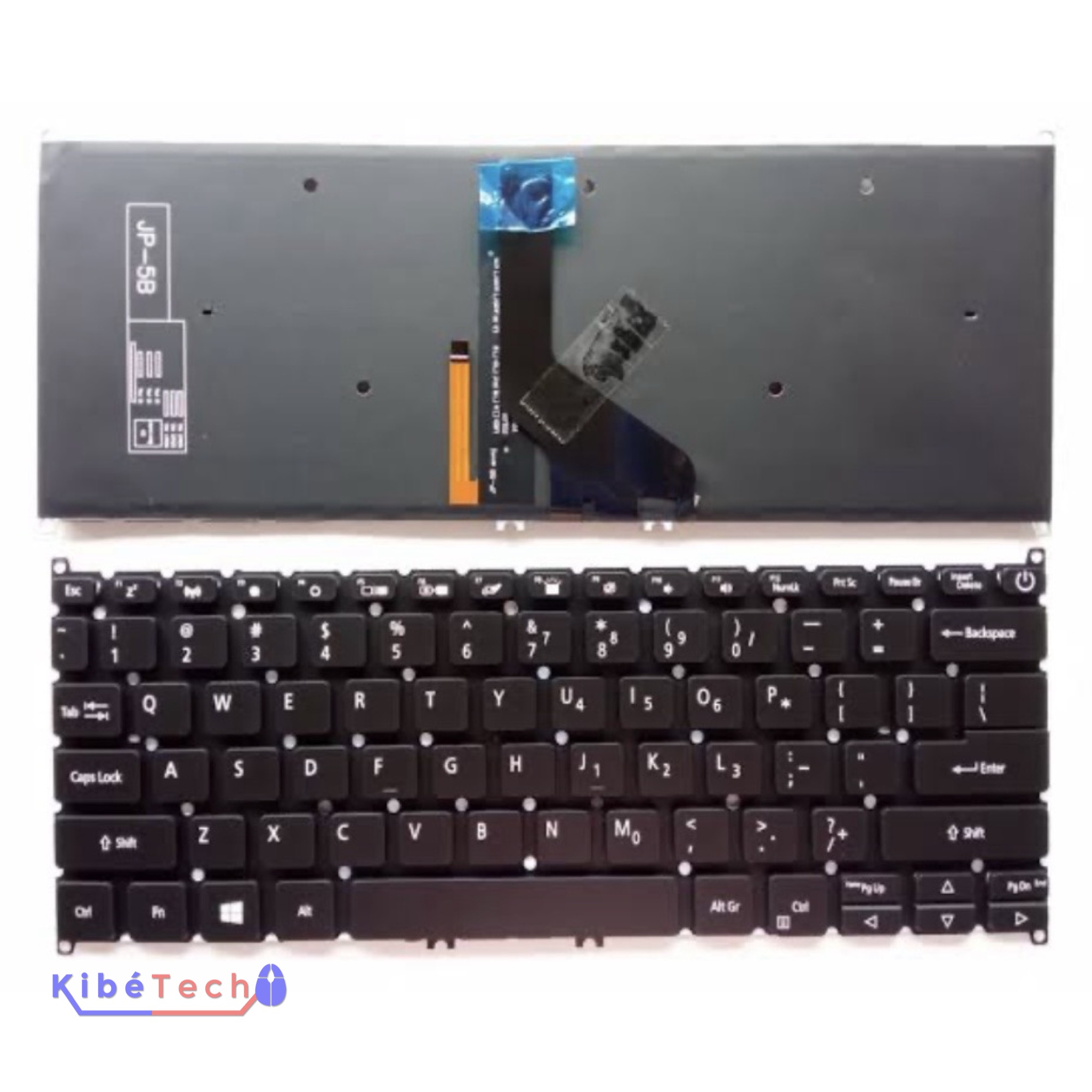 Clavier de remplacement Acer Aspire 5 A514-52 compatible avec les modèles A514-52G, A514-52K, A514-52P et les autres variantes de la série A514-52, disponible en AZERTY ou QWERTY chez KibeTech RDC.