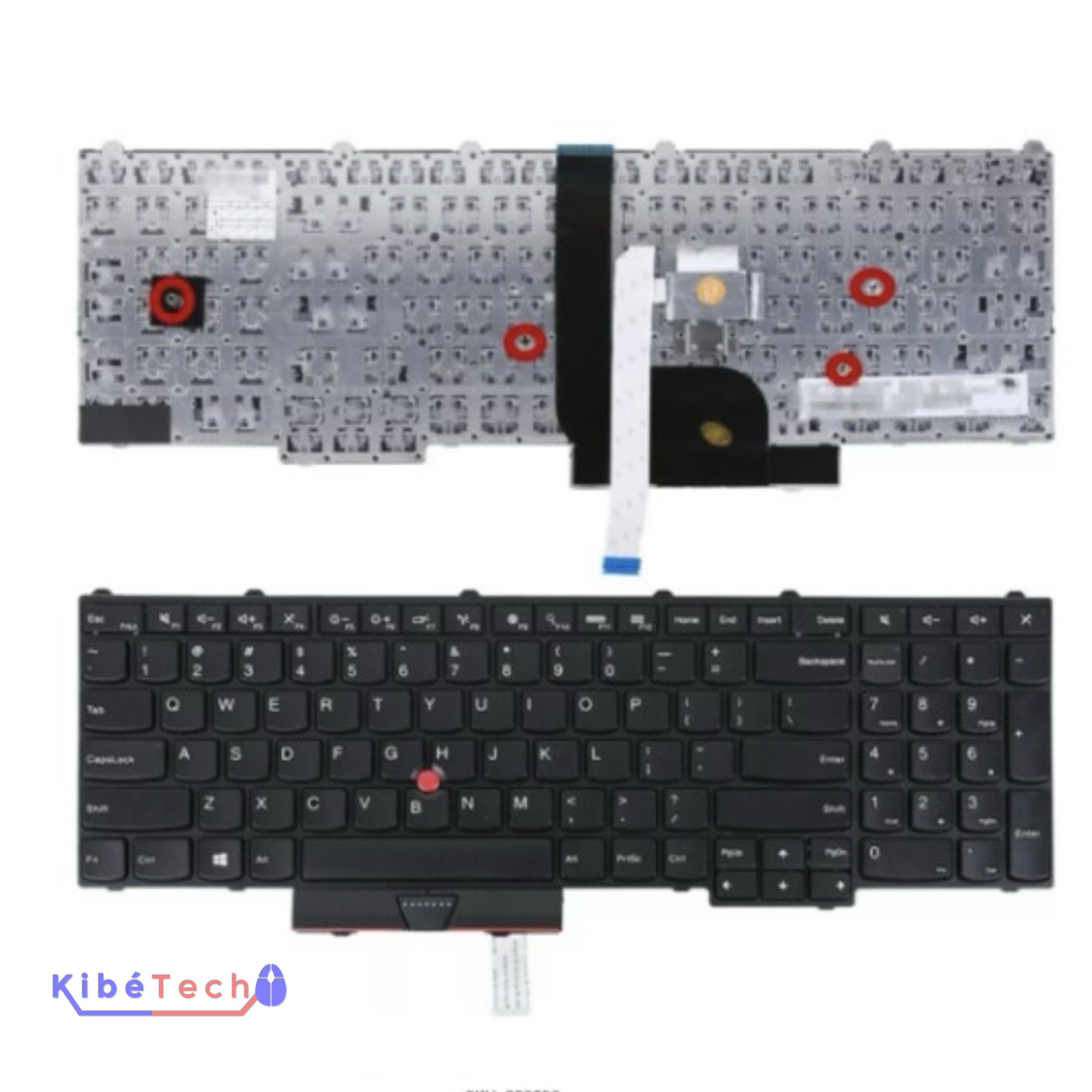 Clavier de remplacement Lenovo ThinkPad P50 compatible avec Lenovo ThinkPad P51, P70, P71, T560 et T570, disponible en AZERTY ou QWERTY avec ou sans rétroéclairage chez KibeTech RDC.
