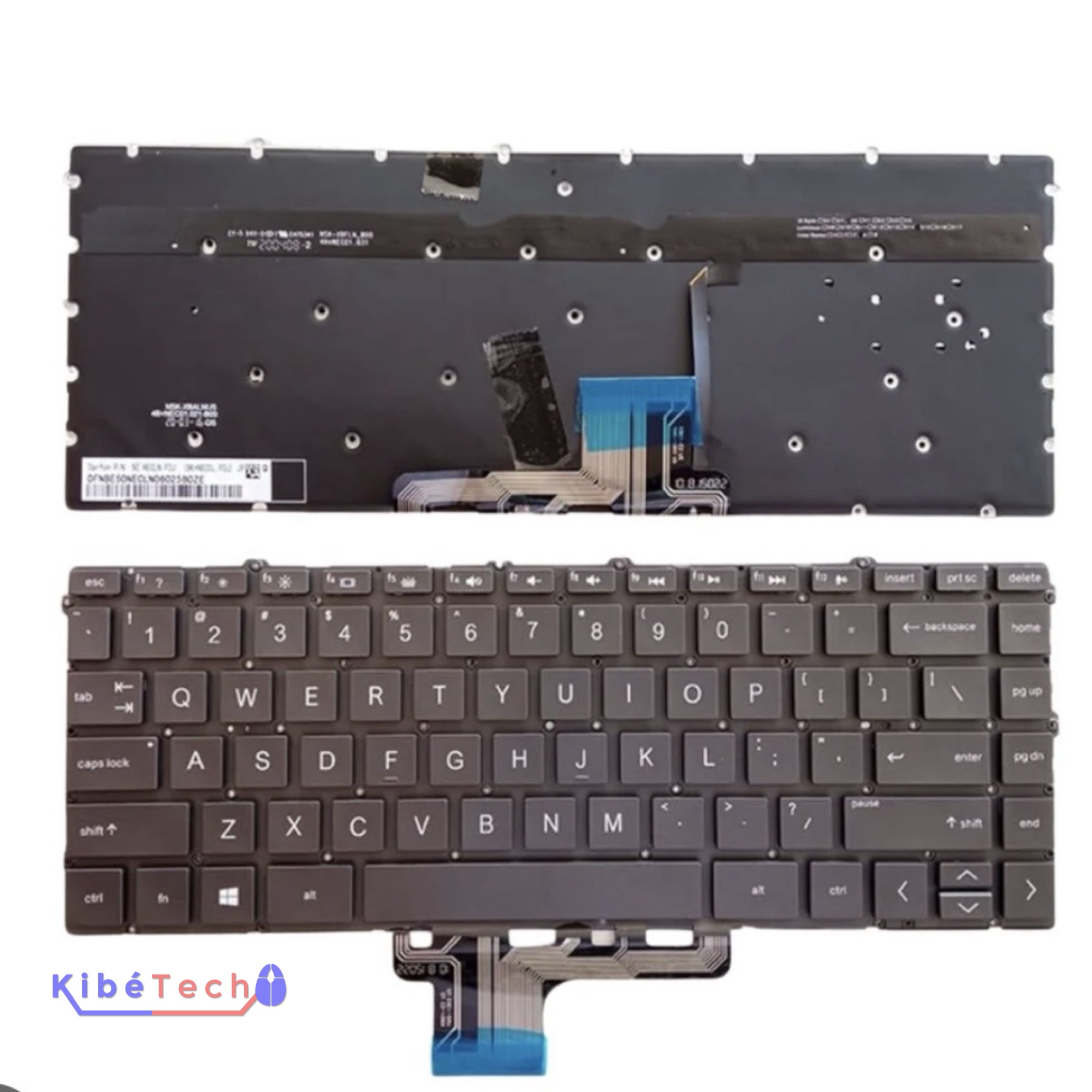 Clavier de remplacement HP Pavilion 13-an compatible avec HP Pavilion 13-an0000, 13-an000, 13-an1000 et 13t-an000, disponible en AZERTY ou QWERTY avec ou sans rétroéclairage chez KibeTech RDC.