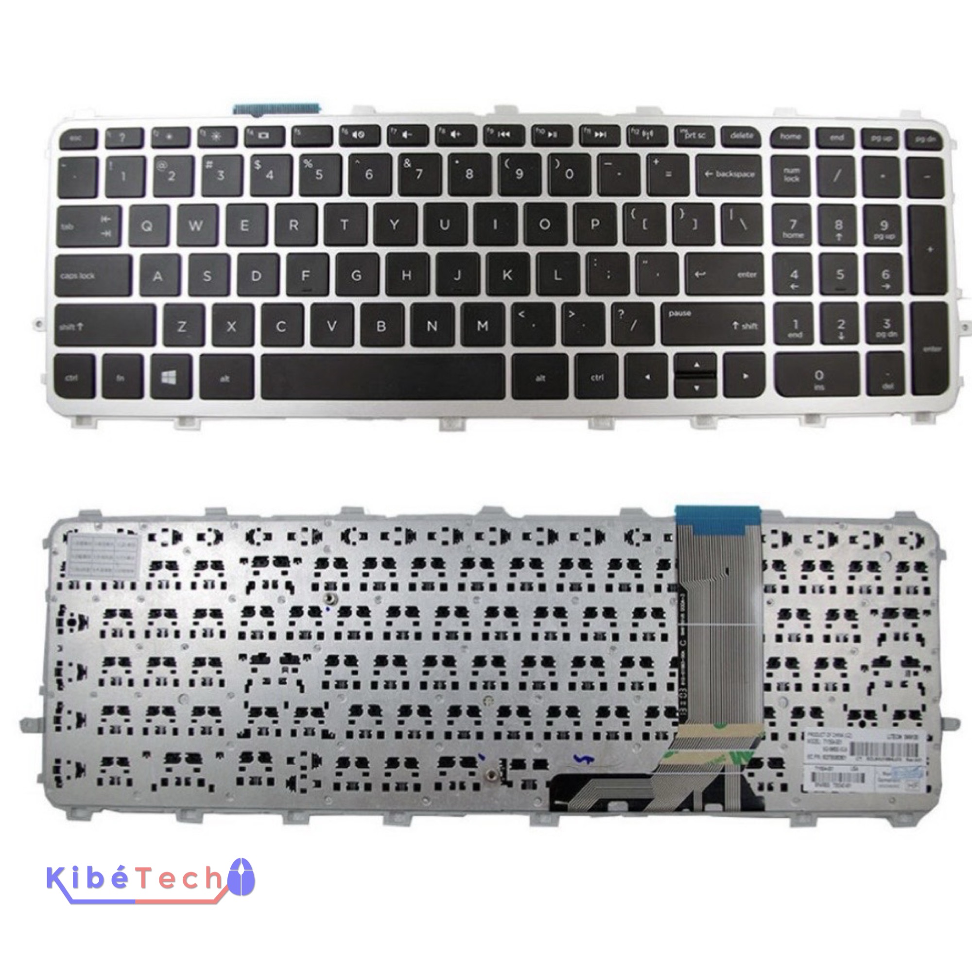 Clavier de remplacement HP Pavilion 15-P compatible avec les HP Pavilion 15-P000, 15-P100, 15-P200, 15-J000, 15-J100, 15-J200, 15T-P et 15Z-P, disponible en AZERTY ou QWERTY chez KibeTech RDC.